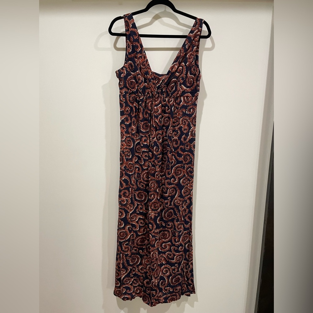 Tory Burch Navy and Copper Swirl Maxi Dress